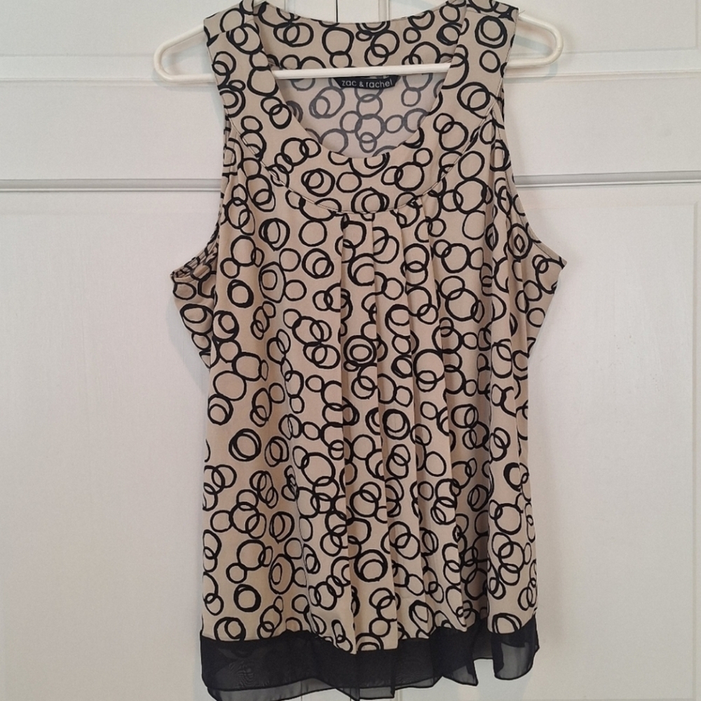 Zac & Rachel black and tan sleeveless blouse